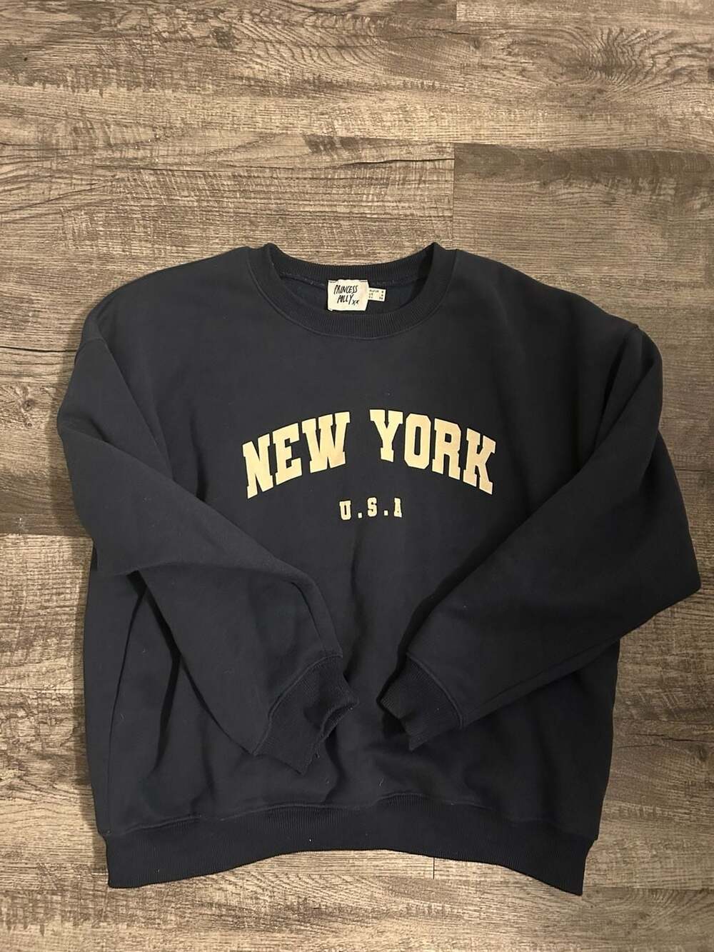 Princess Polly New York USA Graphic Sweatshirt Navy Size US 4